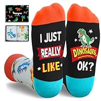 HAPPYPOP Unique Dinosaur Gifts for Adults - Novelty Dino Socks for Women Men, Dinosaur Stuff