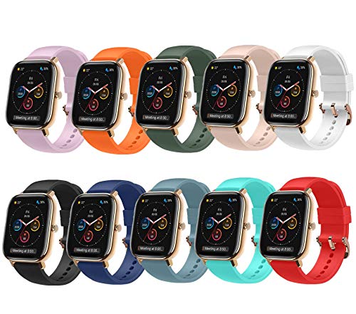 Abincee 10PCS Compatible with Amazfit GTS 2 Bands,20mm Replacement Bands with Rose Gold Buckle for Amazfit GTS/GTS Mini Amazfit Bip Garmin Forerunner 245/venu sq Bands Women Men (10-Colors)