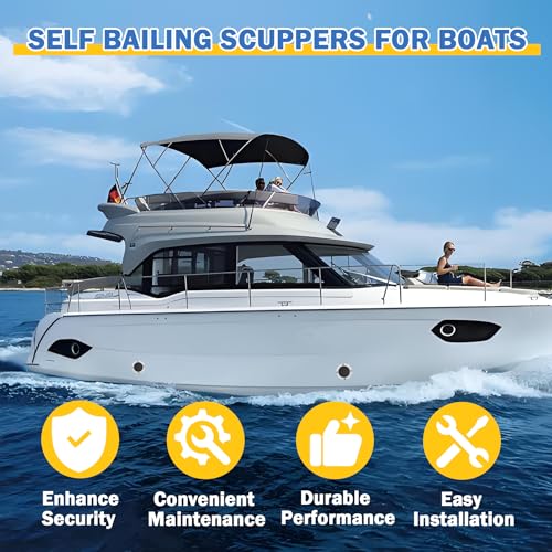 Image of 4Pack 3876-3 Boat Self-Bailing Cockpit Mounted Scupper Valve Kit 2-7 /8 inch