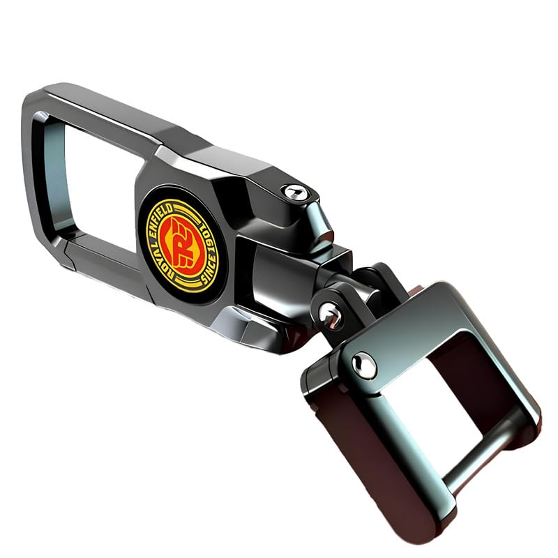 Heavy Duty Stainless Steel Key Chain Compatible with Royal Enfield Key For Classic, Hunter, Continental GT, Himalayan, Meteor (Black)
