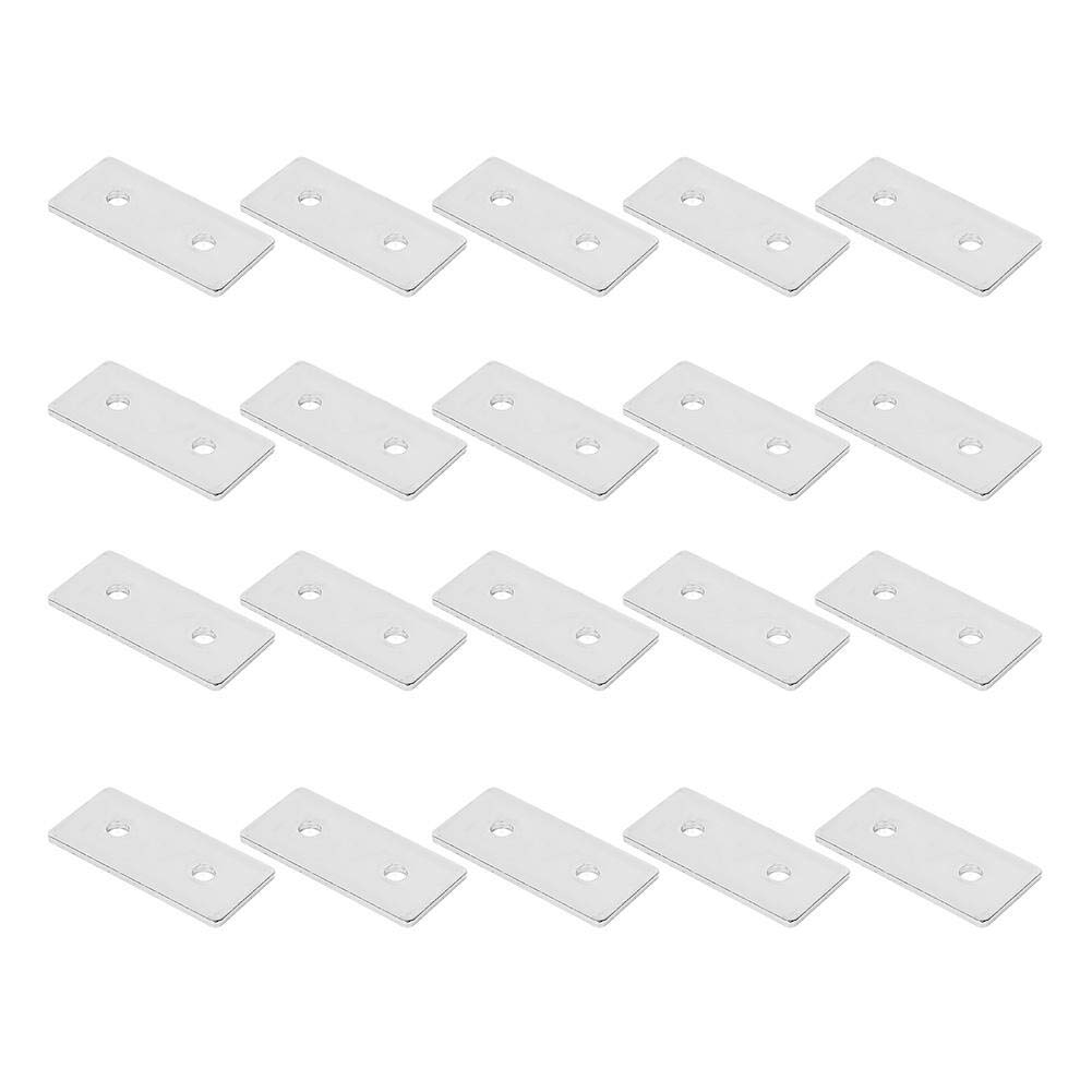 20 Pack Flat Mending Plate Carbon Steel Straight Brace, 2 Mount Hole Joining Plates Repair Fixing Bracket Connector(28x60x2.4mm)