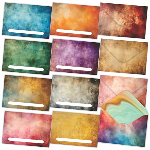 PARTH IMPEX ヴィンテージミニ封筒 ギフトカードや名刺用 60枚パック ? 12色 丈夫な4インチ x 2.7インチの封筒 特別な機会やメモ、DIYのカスタマイズに