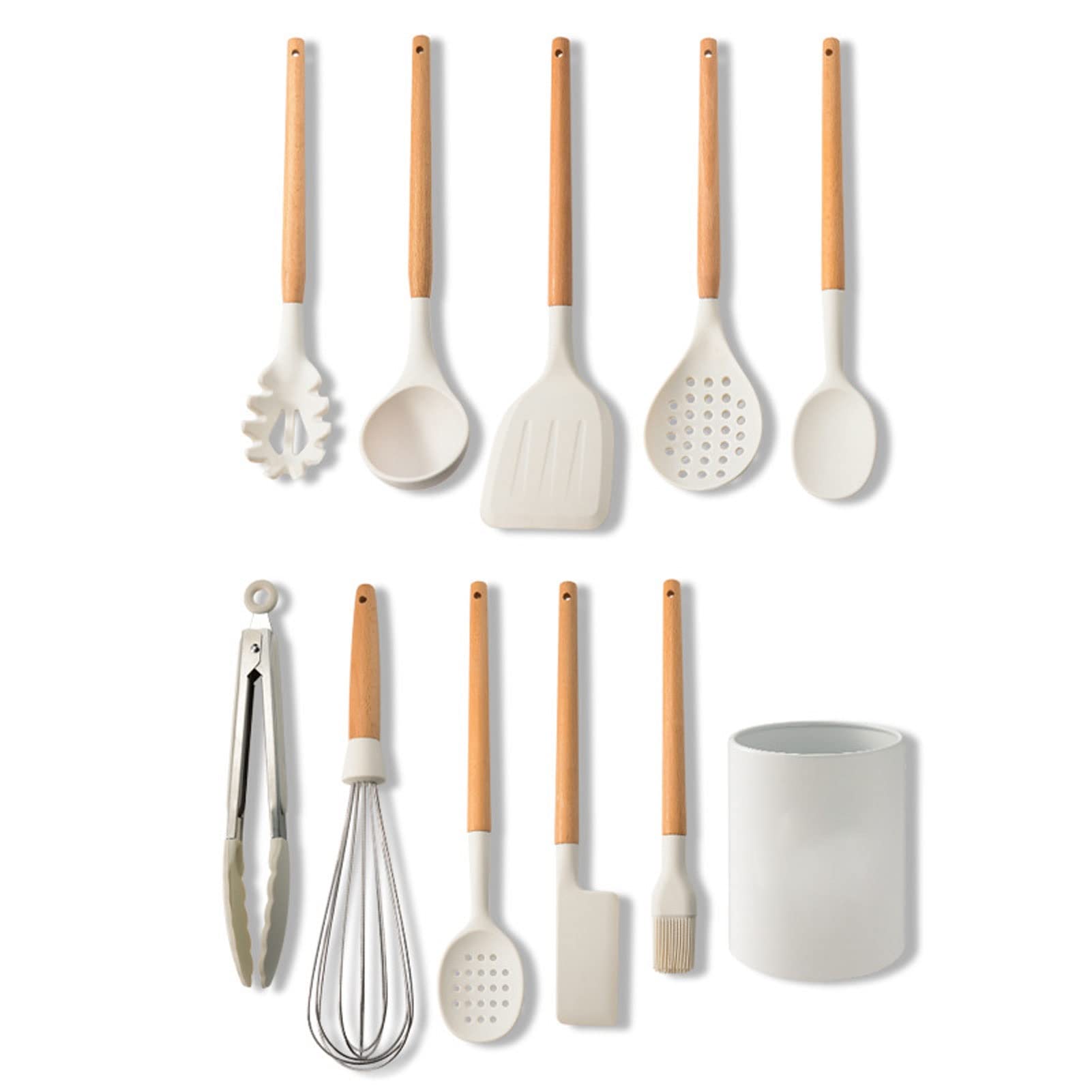 Ensemble d'ustensiles de Cuisine, 10 pièces en Silicone antiadhésif avec spatule d'ustensiles de Cuisine avec Support, Ensemble d'ustensiles de Cuisine en Silicone