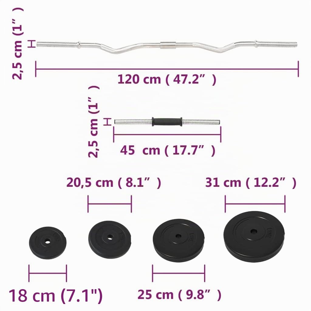 vidaXL Juego de barras y mancuernas con discos 60 kg
