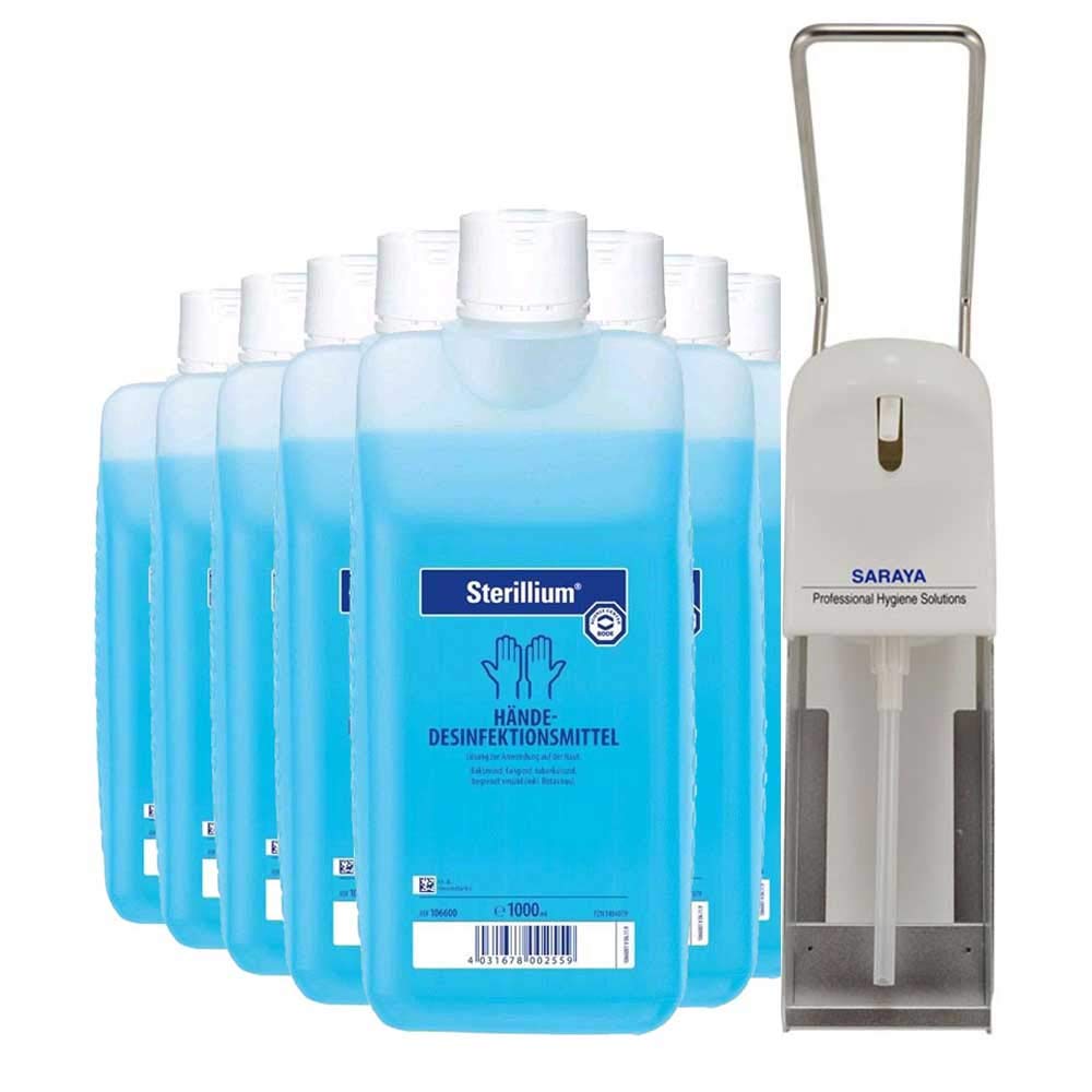 10x 1000 ml Sterillium + 1x Desinfektionsmittel Spender MDS-1000A, Hand Hände Desinfektion SET
