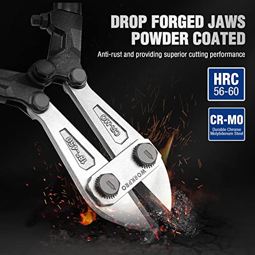 Workpro W017029AE 18 Inch Bolt Cutter, Chrome Molybdenum Steel Blade, Heavy Duty Bolt Cutter With Soft Rubber Grip, Cutting Tool For Cut Chain, Wire thumb #2