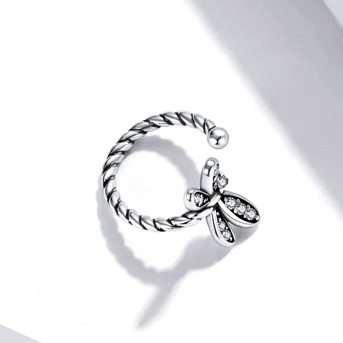 WBDWWTD S925 Silber Sterling Libellen-Ohrmanschetten, handgefertigte Clip-on-Ohrringe Libellen-Manschetten-Wickelohrringe für Frauen und Mädchen