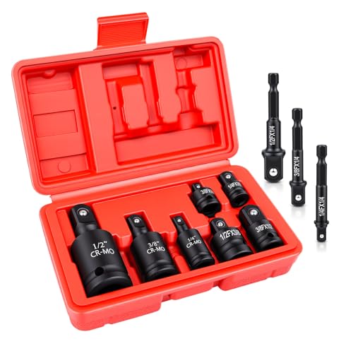 Image of Impact Socket Adapter Set, 10-Piece 1 /4 inch 3 /8 inch 1 /2 inch Drive Swivel Universal Joint Socket, Cr-Mo Steel, Drill Adapter and Reducer Set for Automotive Repair and DIY