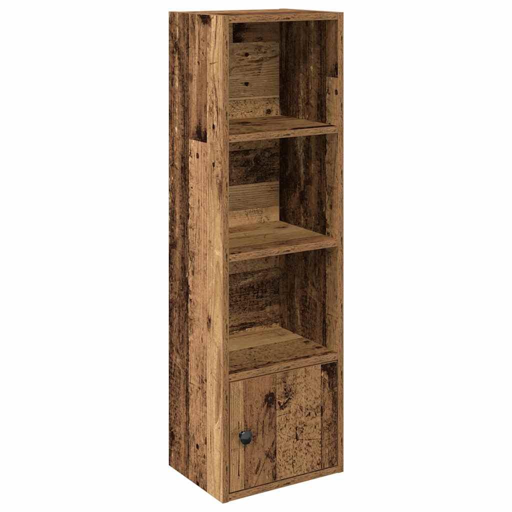 Librería con aspecto de madera envejecida, 31 x 24 x 102 cm, estantería estrecha con puerta, estantería versátil vintage para biblioteca, estantería, estantería baja, alto espacio de