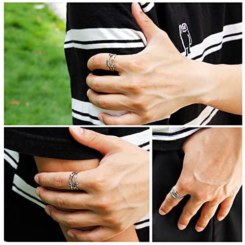 Alsanix 925 Sterling Silver Women's Anxiety Ring,Men's Anti-Anxiety Ring With Beads,Adjustable Rotating Ring,Decompression Stacking Unisex Ring #TOP4