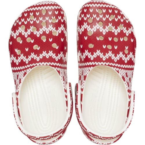 Image of Crocs Unisex-Adult Classic Graphic Clogs, Holiday Sweater Print, 4 Men /6 Women