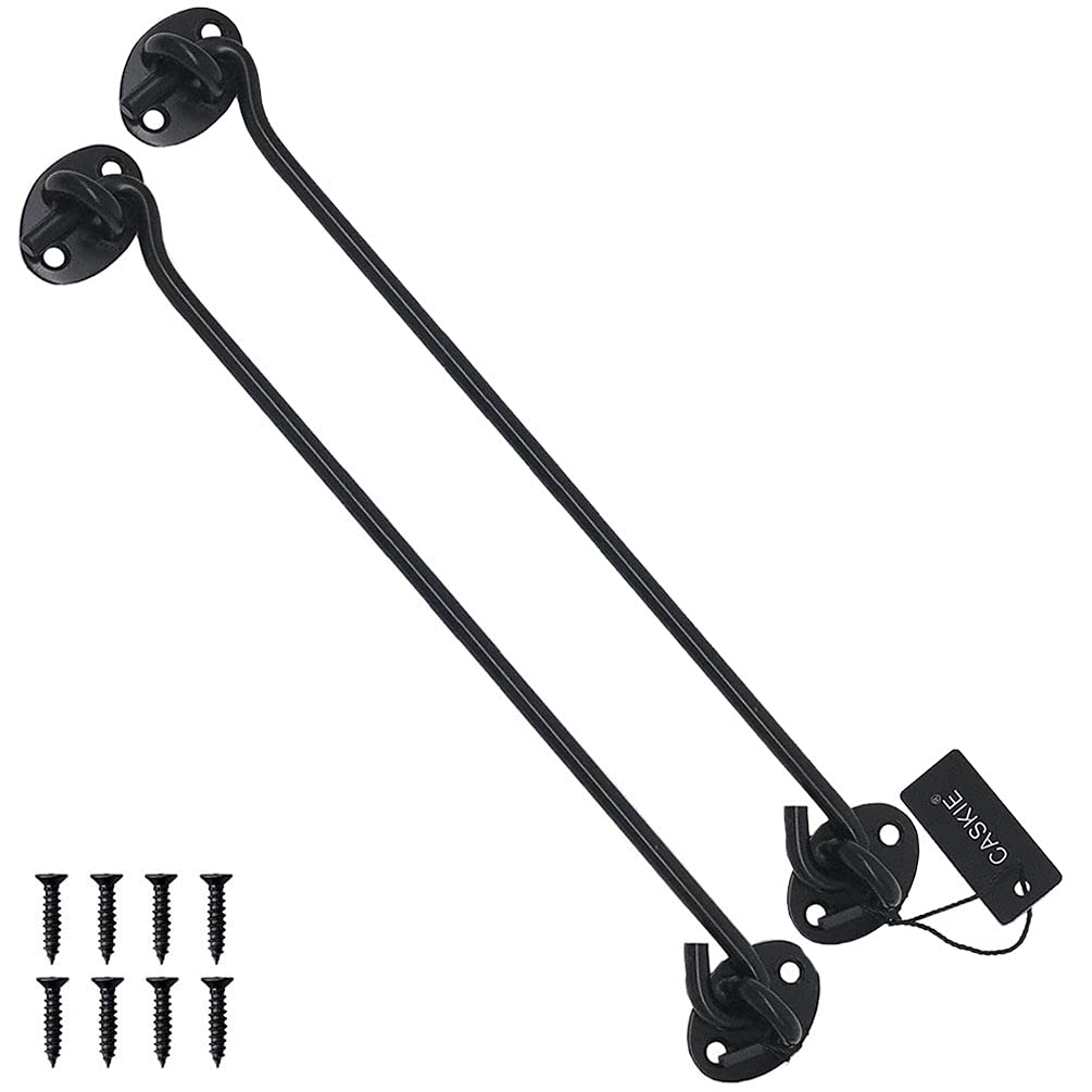 16 inch Cabin Hook and Eye 2PCS Made of Stainless Steel, Heavy Duty Hook and Eye Lock for Shed, Gate and Garage Door - CASKIE