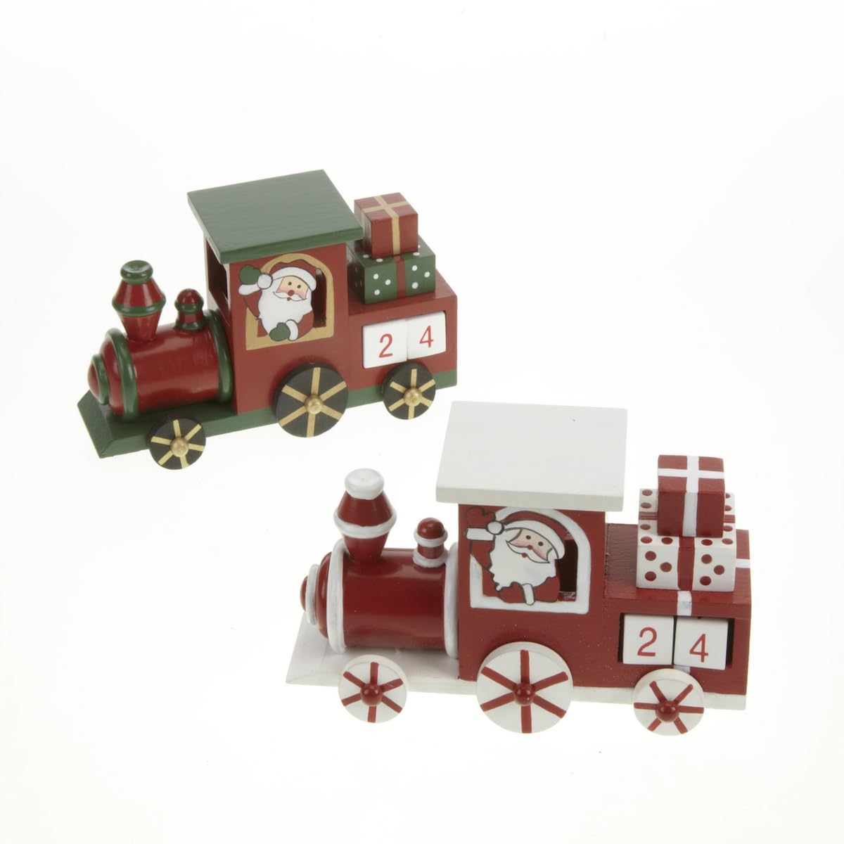 Heaven Sends Set of Two Wooden Train Christmas Decorations
