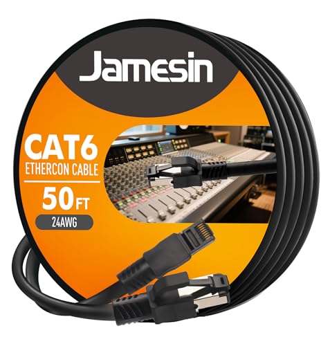 Jamesin Cat 6 Ethernet Cable Injection Molded Crystal Heads 50FT