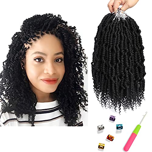 Crochet Hair 10 Inch Bomb Twist Crochet Hair 6 Packs Spring Twist Hair Passion Twist Crochet Hair Pre looped Crochet Braids Crochet Hair for Black Women (1B)