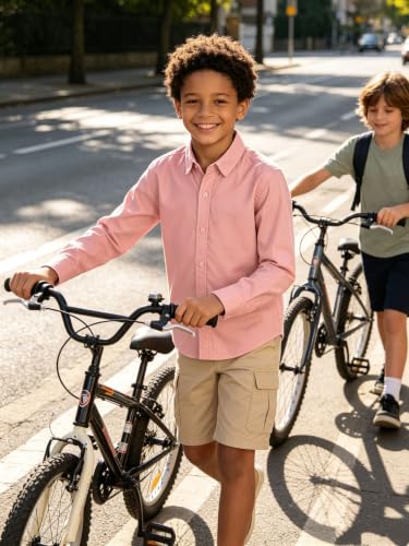Image of DHTS Boys' Dress Shirts Toddle Boy Long Sleeve Uniform Shirt for Kids