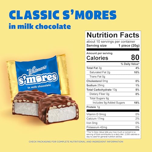 Whitman's S'Mores Milk Chocolate Candy Classic Marshmallow, 7.3 oz. | Stocking stuffer, Christmas candy, Christmas chocolate, stockings filler, Family size chocolate, Bulk candy, candy dish - image 2
