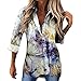 Camicia Casual da Donna Camicia a Maniche Lunghe con Bottoni Camicia Stampata alla Moda Camicetta con Colletto rovesciato Camici da Infermiera (XL,Viola)