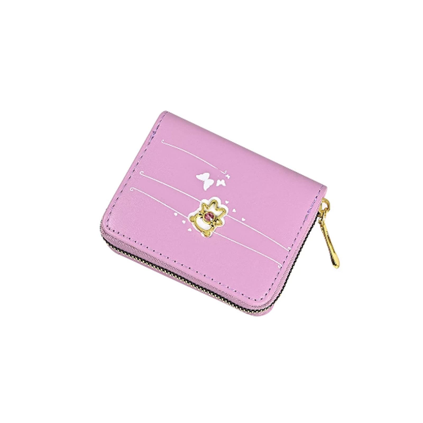 Cartera Pequeña Con Cremallera Para Mujer, Monedero De Piel Sintética