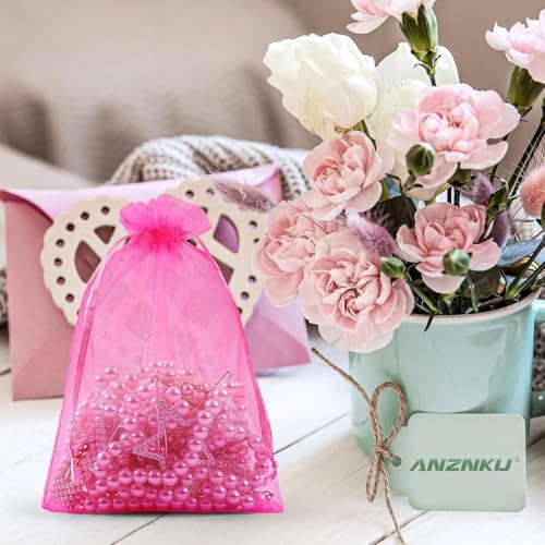 Image of ANZNKU 100 Pack Assorted Colors Organza Bags 5x7 Inch, Small Mesh Gift Bags Drawstring for Jewelry Candy Goodie, Small Pouches Bulk for Party Wedding Favors & Graduation