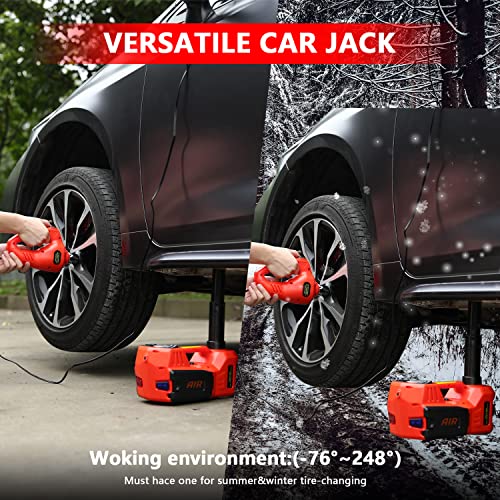 Rogtz Electric Hydraulic Car Jack Kit With Impact Wrench And Tire Inflator Pump, 5 Ton 12V Car Jack Hydraulic Car For Suv Sedans Tire Change With Led Light(Red) #TOP4