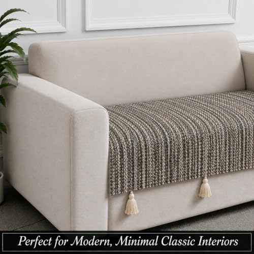 Image of STITCHNEST 'Nomad Weave Collection' 2 Seater Sofa Cover| Elegant Jacquard Fabric, Decorative Tassels, Washable & Durable for Modern Living54