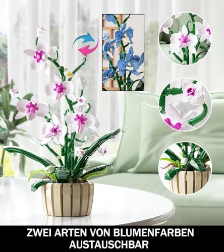 TOY PLAYER Ideas Orchidee Blumen Spielzeug Klemmbausteine Pflanzen Bausteine,Erhältlich in Zwei Farben Kompatibel Mit Generische Marke… – Ansicht 3