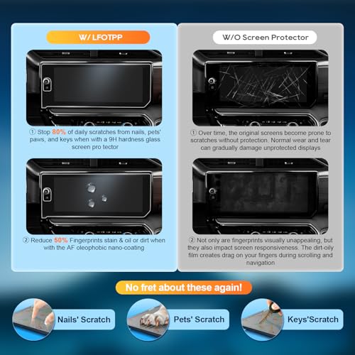 For 2026 GMC Sierra Screen Protector 2022-2025 Sierra 1500& 2024-2026 Sierra 2500HD 3500HD(AT4/AT4X/Denali/Denali Ultimate) (Buttons on the Screen) 13.4 Inch Navi Touchscreen [Matte Glass] Anti-Glare by LFOTPP - Image 4