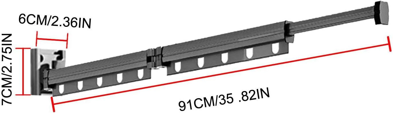 Retractable Clothes Drying Rack – Wall Mounted Folding Indoor Clothes Rack | Space Saver Foldable Hanger | Balcony Aluminum Alloy Telescopic Drying Rod, Household Laundry Organizer