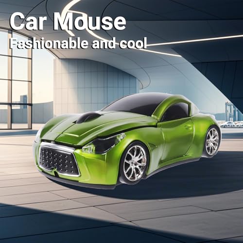 Image of elec Space Wireless Mini Mouse with Case - Cute Sports Car Shape, Lightweight & Portable, 10m Range, Plug and Play (Green)