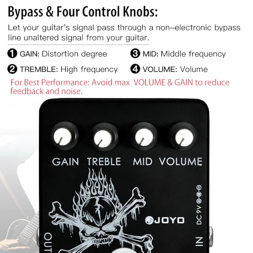 Image of JOYO High Gain Distortion Guitar Pedal, Analog Circuit with Full Range EQ for Classic Rock to Heavy Metal Tones, True Bypass (JF-04)