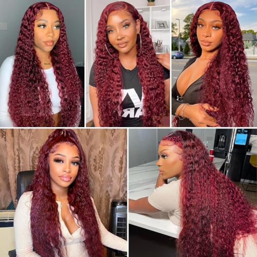 Image of Pizazz 99J HD Lace Front Wigs Human Hair Pre Plucked Pre Bleached