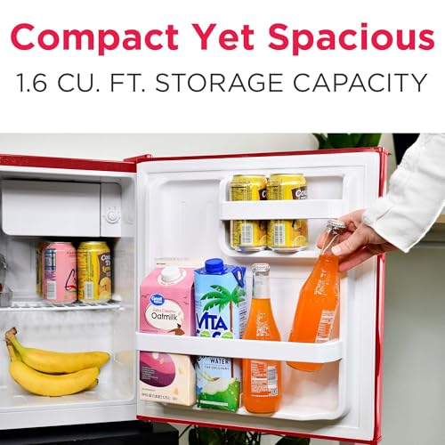 Frigidaire EFR176-RED 1.6 cu. ft. Retro Bar Fridge with Side Bottle Opener, Red - Additional View