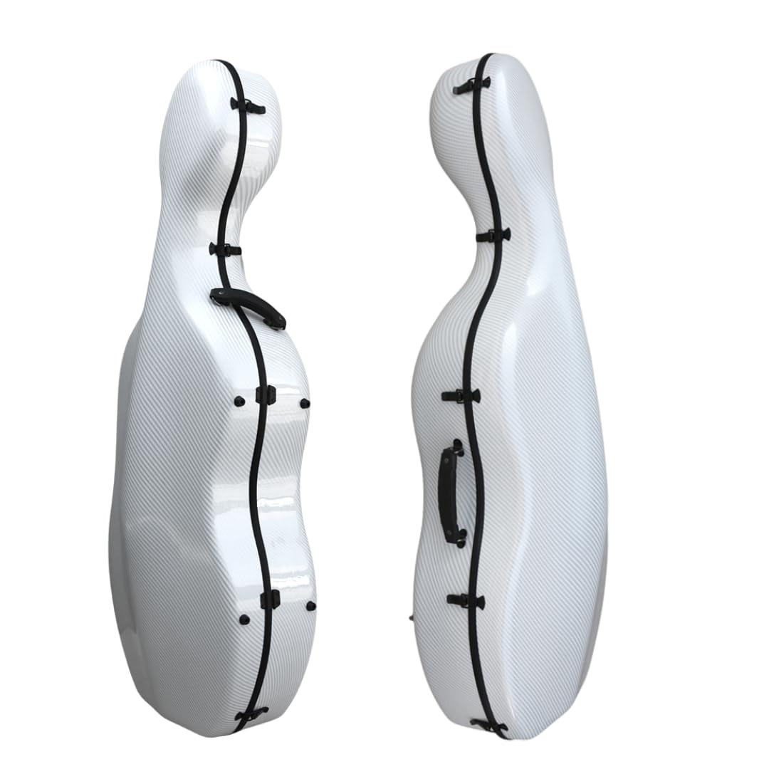 Custodia rigida in fibra di carbonio composita per violoncello 4/4 con ruote resistenti e cinghie per zaino, design a sospensione, manico integrato, guscio rigido impermeabile, peso 4 kg