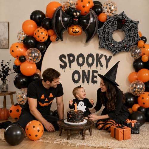 Image of Halloween Black Orange Balloons Pumpkin Bat Spider Foil Balloon Party Decor