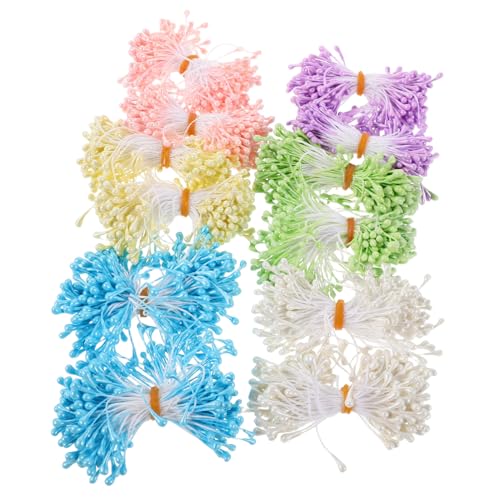 Gadpiparty Estambres de Flores Artificiales Manojos de Estambres Decorativos para Manualidades DIY Diseño de Flores de Dos Cabezas para Decoración Floral Pistilos de Perla para Proyectos