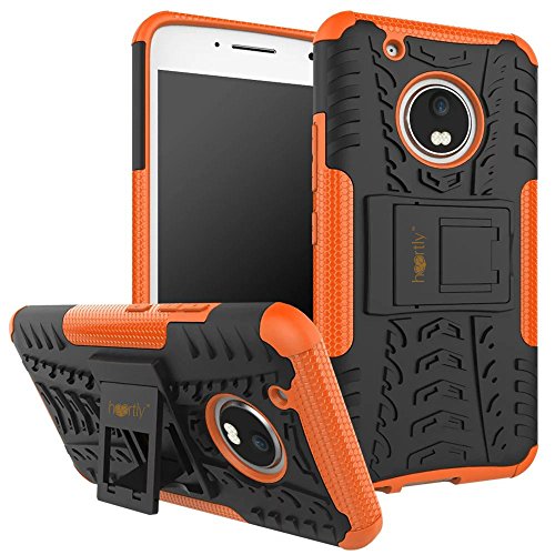 Image of Heartly Back Case Cover Compatible with Motorola Moto G5 (5.0 inch inch) - Kickstand Rugged Shockproof Tough Hybrid Armor Dual Layer Bumper - Mobile Orange
