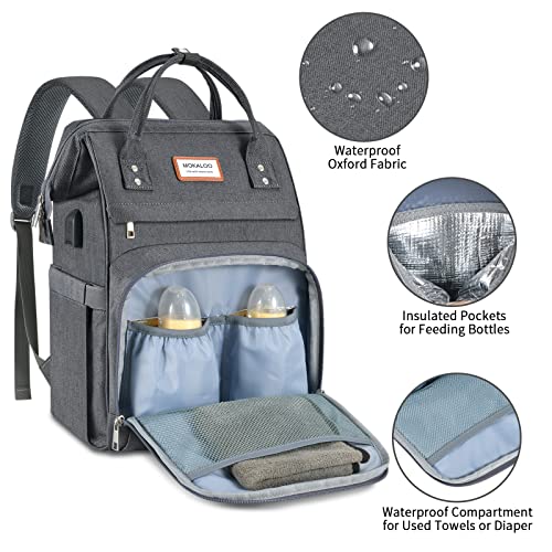 Diaper Bag Backpack, Mokaloo Large Baby Bag for Boys & Girls,Travel Backpack with USB Charging Port for Moms Dads, Anti-Water Maternity Nappy Changing Bags with Stroller Straps, Baby Registry Search - Thumbnail 2
