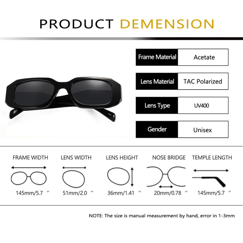 Geformte rechteckige weiße Sonnenbrille aus Acetat für Damen, polarisierte Sonnenbrille für Herren, dreidimensionaler Rahmen, UV400-Farbtöne
