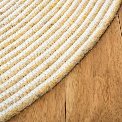 Image of ALBY Braided Collection Oval Gold /Ivory BRD905D Handmade Country Cottage Reversible Wool Entryway Foyer Living Room Bedroom Kitchen Area Rug (2x3 feet)
