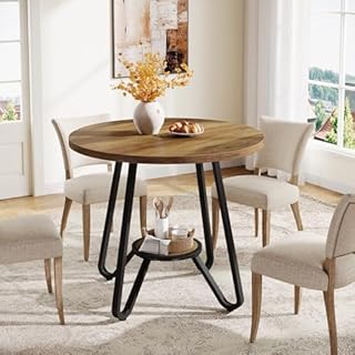 Tribesigns 2-Seater Wooden Dining Table 80×80cm for Kitchen or Dining Room, Modern Compact Square Table with Metal Legs, Space-Saving Table for Small Apartments or Homes