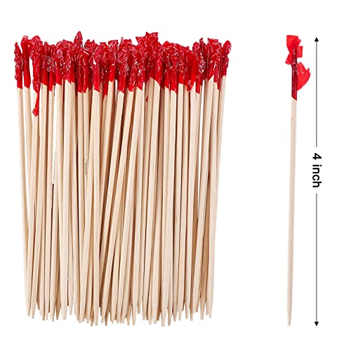 4 Inch Wood Frill Picks Toothpicks,1200 Pcs Club Frill Toothpicks,Sandwiches Picks,Cocktail Party Toothpicks For Fruit,Appetizers,Club Sandwiches,Parties #TOP1