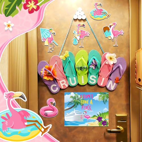 Image of Kanayu 6 Pcs Flamingo Cruise Door Decorations Magnetic Large Ship Decorations Magnets Anchor Cruise Decor Car Fridge Magnet Decal for Carnival Stateroom Door