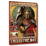 The Armorer 'SAVE MANDALORE' Mandalorian Recruitment Vintage Original Art Print 11x17 inches Gift for Star Wars fans, Funny, Humor, Art, Cult