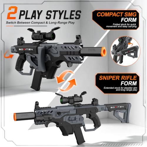 SOFITEN Toy Gun Automatic Sniper Rifle with Tactical Vest Kit, Scope Toy Foam Blaster Dart Toys with 120 Darts IR and Flashlight Shooting Outdoor Activity Game Birthday Xmas Gift for Kids Age 8+ - image 5