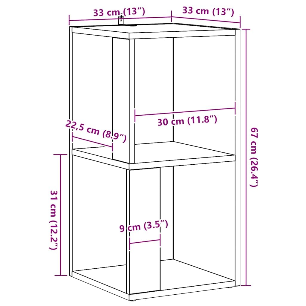 Scaffale angolare in legno di quercia Artisan, 33 x 33 x 67 cm
