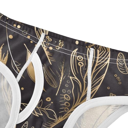 Gold Black Feathers Pattern Little Boys Cotton Kids Underwear Cute Children Panties4