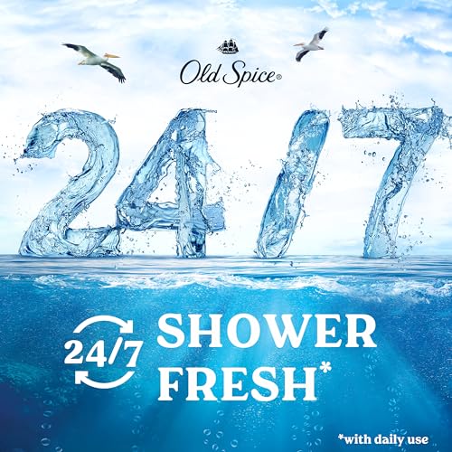 Image of Old Spice Cleansing Body Wash for Men, 24 /7 Shower Fresh with Lasting Scent, Exfoliate & Cleanse, Gentle on Skin, Vitamin B3, Deep Sea with Ocean Waves + Kelp Scent, 30 oz (Pack of 4)