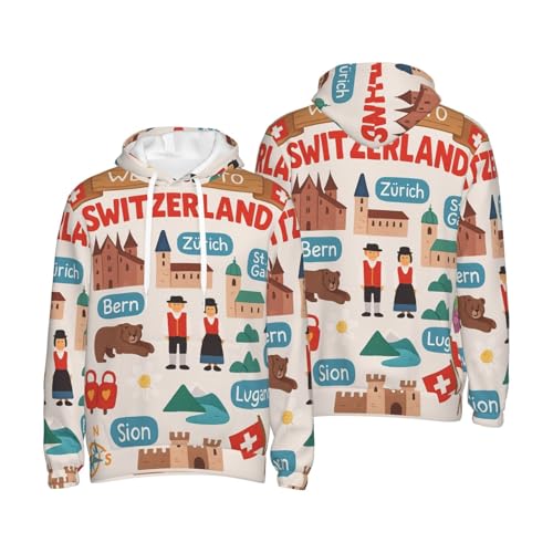 Pull à capuche haut de gamme imprimé Suisse pour homme