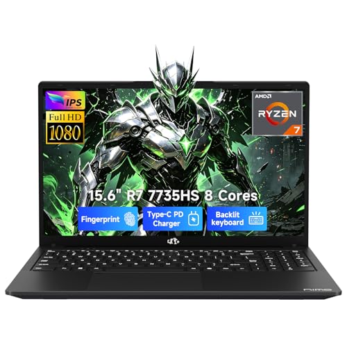 Image of NIMO 15.6 inch IPS FHD Light Gaming Laptop, 8 Cores AMD Ryzen 7 7735HS 32GB RAM 1TB SSD (Beat i7-12650H Up to 4.75GHz) Radeon 680M 100W PD Backlit Keyboard Fingerprint for Business & Student 2-Yr Warranty